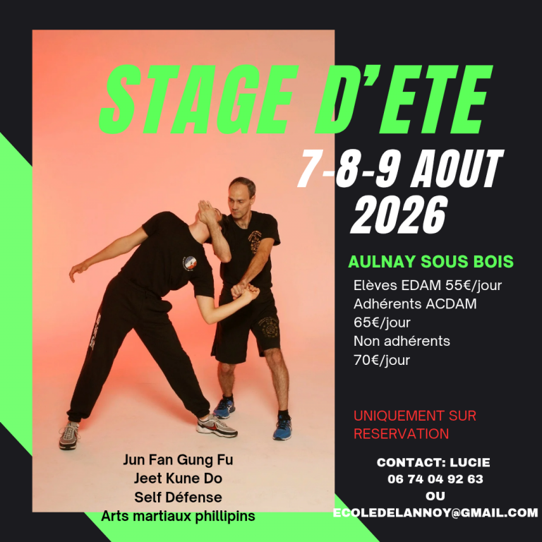 stage de jeet kune do été 2026 ecole delannoy